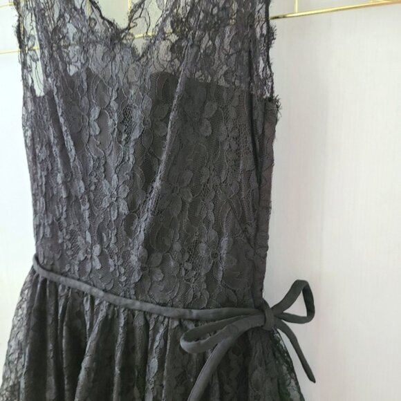 Leonard Arkin Black Lace Union Made 50s 60s Witchy Vintage Midi Dress - Picture 4 of 15
